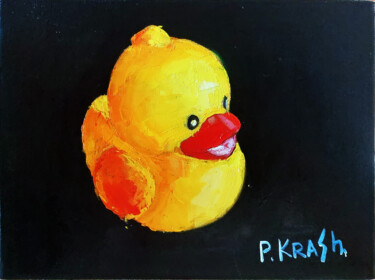 Painting titled "Duck leaving bath" by Pavel Krasheninin, Original Artwork, Oil