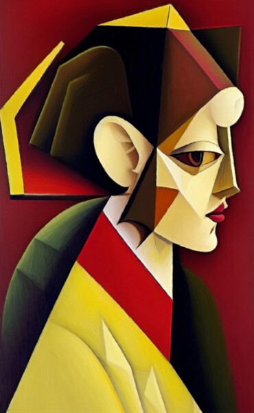 Ζωγραφική με τίτλο "Cubism portrait exp…" από Pavel Kubelskyi, Αυθεντικά έργα τέχνης, Ακρυλικό