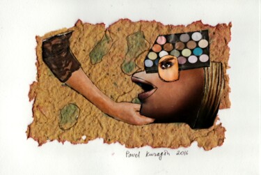 Collagen mit dem Titel "Freak animal" von Pavel Kuragin, Original-Kunstwerk, Collagen