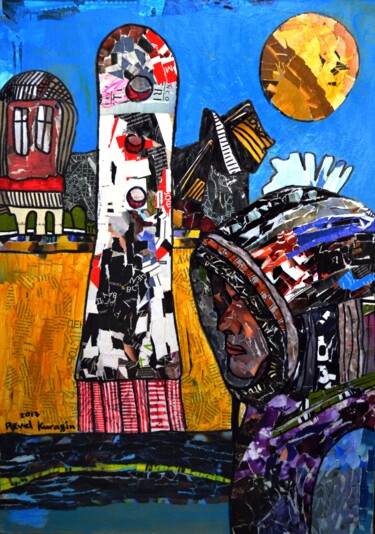 Collages intitulée "Is that a city on t…" par Pavel Kuragin, Œuvre d'art originale, Collages