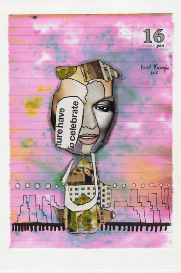Collagen mit dem Titel "16 July" von Pavel Kuragin, Original-Kunstwerk, Collagen