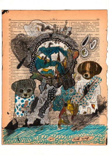 Collages titled "First dogs in space" by Pavel Kuragin, Original Artwork