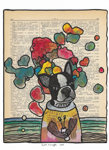 Collages intitulée "Small dog in a big…" par Pavel Kuragin, Œuvre d'art originale