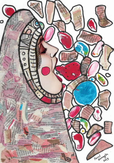 Collages titled "I'm eating your love" by Pavel Kuragin, Original Artwork, Watercolor