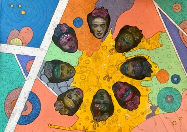 Peinture intitulée "Frida’s circle" par Pavel Kuragin, Œuvre d'art originale, Acrylique