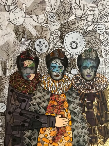 Malerei mit dem Titel "Three Frida Kahlo’s…" von Pavel Kuragin, Original-Kunstwerk, Acryl