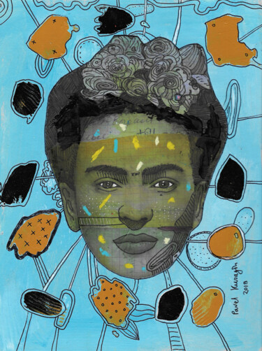 Colagens intitulada "Portrait of Frida K…" por Pavel Kuragin, Obras de arte originais