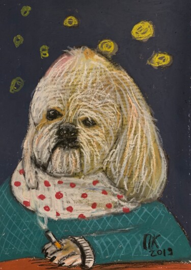 图画 标题为“Smoking dog 34” 由Pavel Kuragin, 原创艺术品, 粉彩