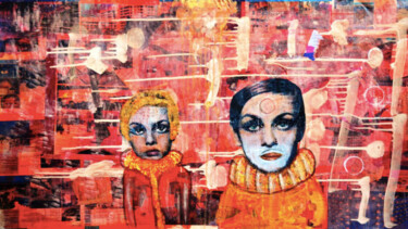 Painting titled "Clowns" by Pavel Kuragin, Original Artwork, Acrylic