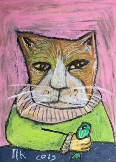 Dibujo titulada "Cat with wish #4" por Pavel Kuragin, Obra de arte original, Pastel