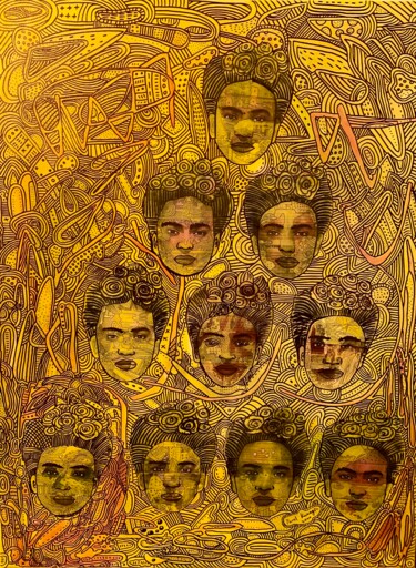 Schilderij getiteld "Frida Kahlo’s emoti…" door Pavel Kuragin, Origineel Kunstwerk, Acryl