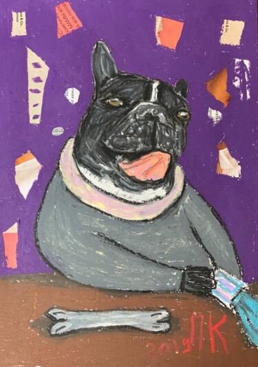 Dessin intitulée "Drinking dog #33" par Pavel Kuragin, Œuvre d'art originale, Pastel