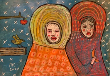 Painting titled "Two Muslim women an…" by Pavel Kuragin, Original Artwork, Acrylic