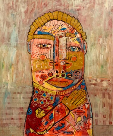 Malerei mit dem Titel "God monster" von Pavel Kuragin, Original-Kunstwerk, Acryl