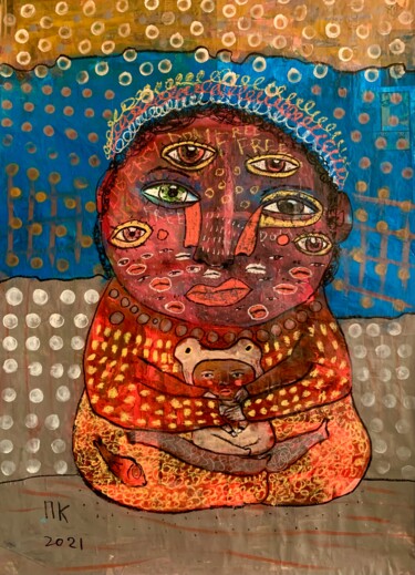 Malerei mit dem Titel "The Great Buddha an…" von Pavel Kuragin, Original-Kunstwerk, Acryl