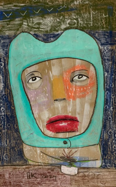 Peinture intitulée "Boy with bonnet #9" par Pavel Kuragin, Œuvre d'art originale, Pastel