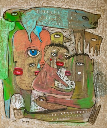 Malerei mit dem Titel "Hysteria. Day 35." von Pavel Kuragin, Original-Kunstwerk, Pastell