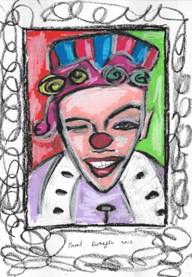 Dessin intitulée "Happy clown" par Pavel Kuragin, Œuvre d'art originale, Pastel