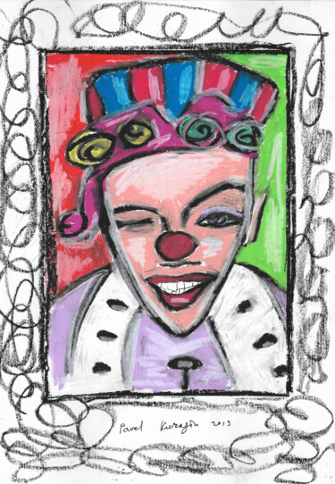 Zeichnungen mit dem Titel "Happy clown" von Pavel Kuragin, Original-Kunstwerk, Pastell