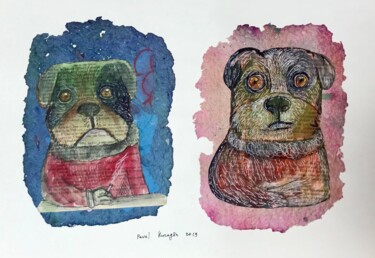 Drawing titled "Dog friends #2" by Pavel Kuragin, Original Artwork, Collages