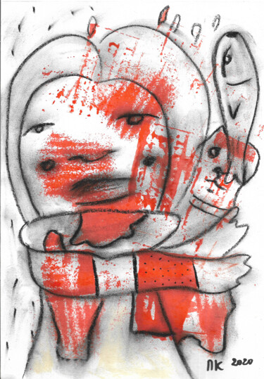 Tekening getiteld "Psychotic break #1" door Pavel Kuragin, Origineel Kunstwerk, Houtskool