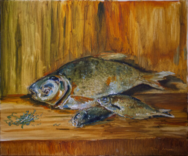 Peinture intitulée ""Рыбы"" par Pavel Levites, Œuvre d'art originale, Huile