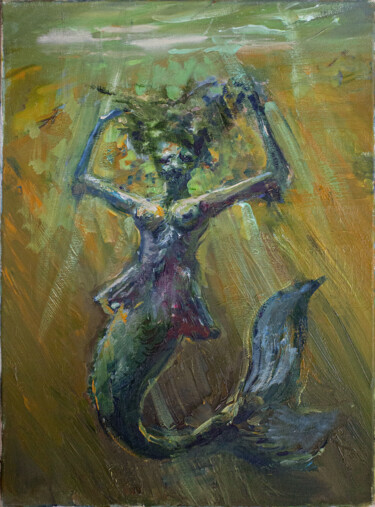 Peinture intitulée ""Сирена"" par Pavel Levites, Œuvre d'art originale, Huile