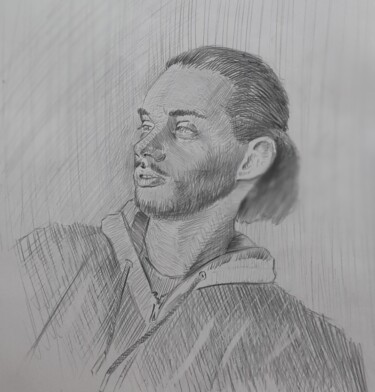 Peinture intitulée ""Портрет молодого ч…" par Pavel Levites, Œuvre d'art originale, Crayon