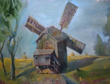 Painting titled "Windmill" by Pavel Levites, Original Artwork, Oil