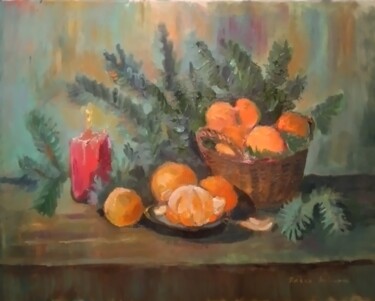 Painting titled "New Year's mood" by Pavel Levites, Original Artwork, Oil