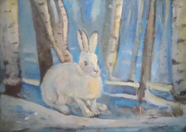 Painting titled "Hare" by Pavel Levites, Original Artwork, Oil