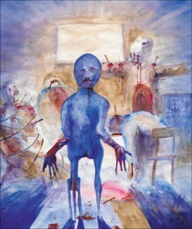 Painting titled "Утро в психиатричес…" by Pavel Lyakhov, Original Artwork, Other