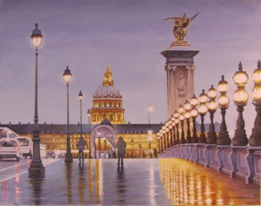 Painting titled "Autumn Parisian bri…" by Pavel Moskalenko, Original Artwork, Oil