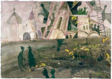 Старая Ладога Schilderij getiteld "Старая Ладога" door Павел Обух, Origineel Kunstwerk, Aquarel