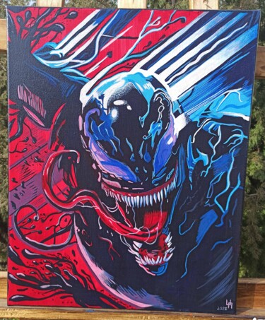 Painting titled "Venom" by Pavel Poliakov, Original Artwork, Acrylic Mounted on Wood Stretcher frame