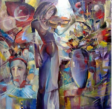 Картина под названием "мелодии осени  VIOL…" - Павел Сирокваша, Подлинное произведение искусства, Масло