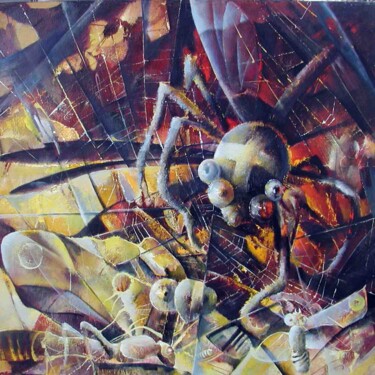 Painting titled "паук spider" by Pavel Sirokvasha, Original Artwork, Oil