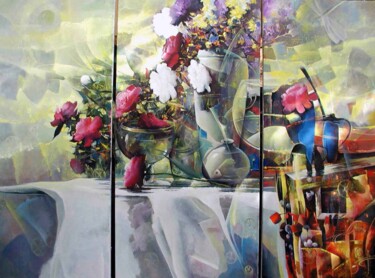 Картина под названием "peonies" - Павел Сирокваша, Подлинное произведение искусства, Масло