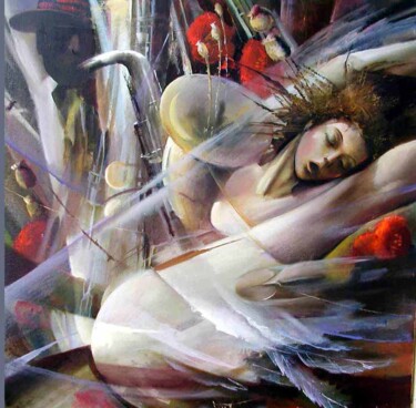 Painting titled "jazzlove" by Pavel Sirokvasha, Original Artwork, Oil
