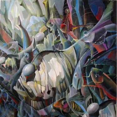 Painting titled "underwater world" by Pavel Sirokvasha, Original Artwork, Oil