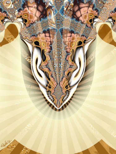 Digital Arts titled "Sacred Cow Head" by Jim Pavelle, Original Artwork, 2D Digital Work