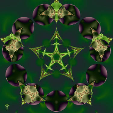 Digital Arts titled "Emerald Pentagram" by Jim Pavelle, Original Artwork, 2D Digital Work
