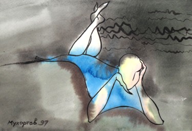 Рисунок под названием "Синее платье" - Павел Мухортов, Подлинное произведение искусства, Другой