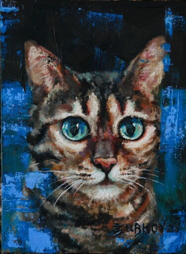 Painting titled "Sevastopol cat" by Pavel Zubkov, Original Artwork, Oil