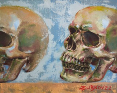 Painting titled "The Skulls. One aft…" by Pavel Zubkov, Original Artwork, Oil