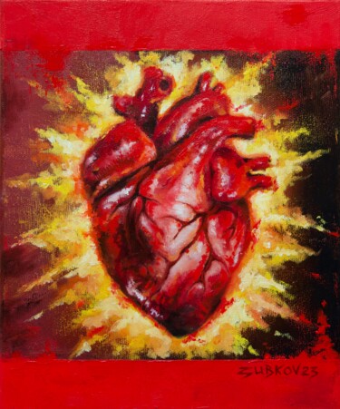 Malerei mit dem Titel "Mein Herz brennt" von Pavel Zubkov, Original-Kunstwerk, Öl