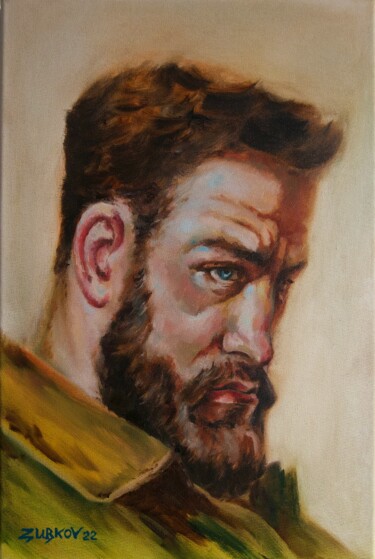 Painting titled "Training portrait "…" by Pavel Zubkov, Original Artwork, Oil Mounted on Wood Stretcher frame