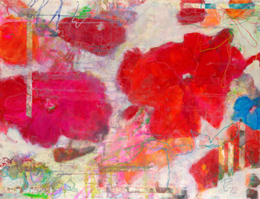 Malerei mit dem Titel "Pink Flowers" von Pavlina Görner-Löw, Original-Kunstwerk, Acryl
