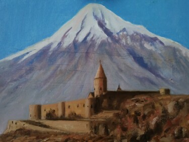 Картина под названием "Гора Арарат" - Nikolay Pavlenko, Подлинное произведение искусства, Масло Установлен на Другая жесткая…