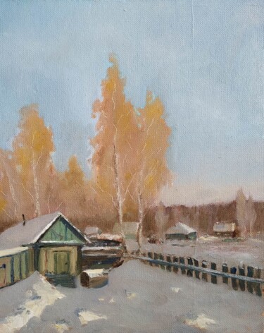 Картина под названием "Зима" - Nikolay Pavlenko, Подлинное произведение искусства, Масло